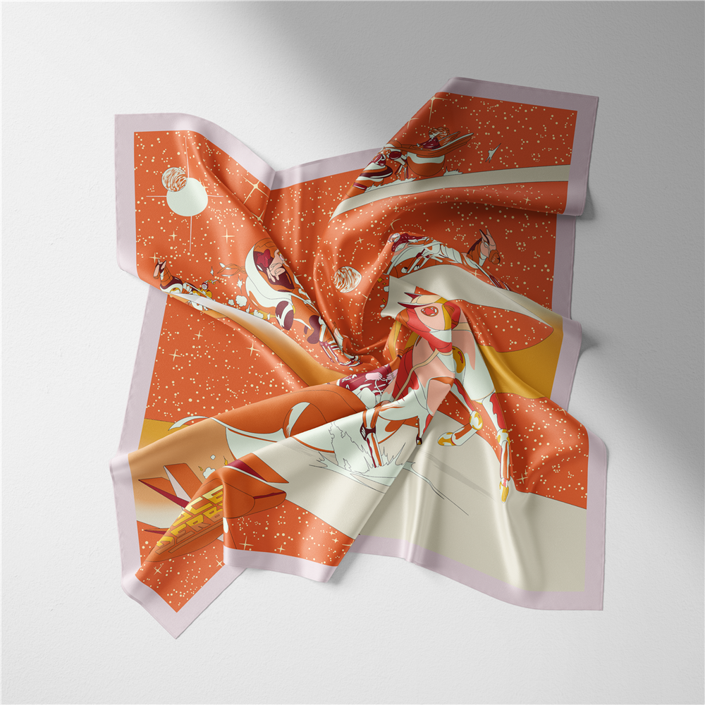 Alma Orange Silk Scarf / 53cm