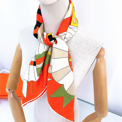 Horse Head Silk Scarf Orange / 90cm