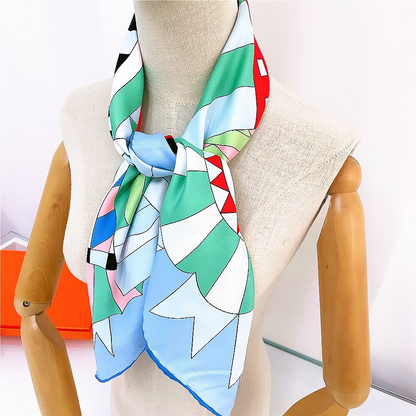 Horse Head Silk Scarf Sky Blue / 90cm