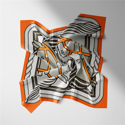 Edda Orange Silk Scarf / 53cm