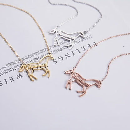 Personalized Horse Name Pendant Necklace (Silver, Gold)