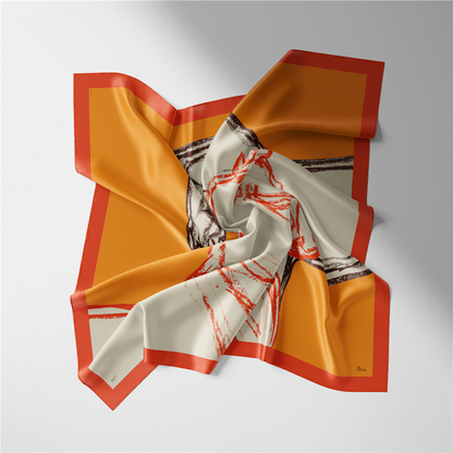 Terina Orange Silk Scarf / 53cm