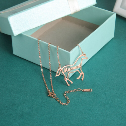 Personalized Horse Name Pendant Necklace (Silver, Gold, Rose Gold) - Dogs and Horses