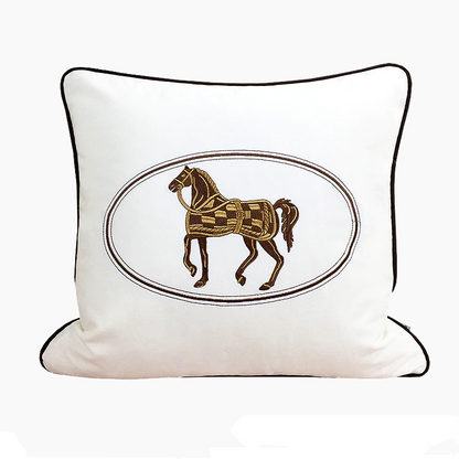 Greta Embroidered Velvet Pillow Cover White