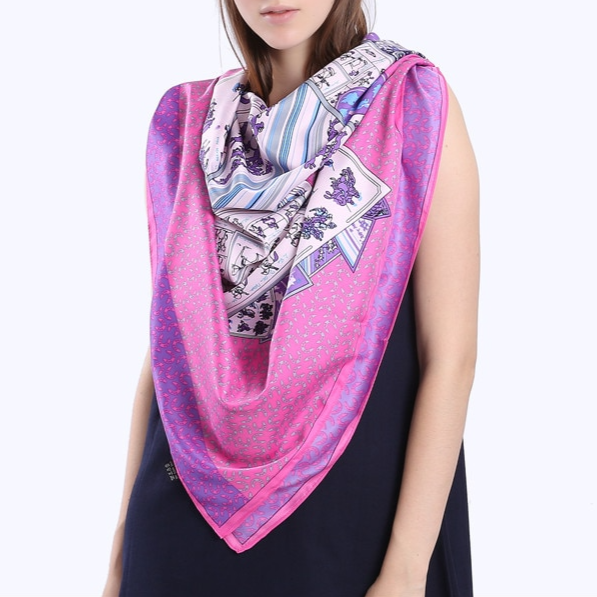 Zeta Purple Silk Scarf