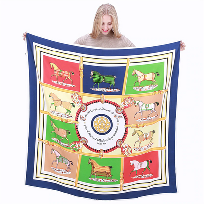 Laguna Navy Silk Scarf / 130cm