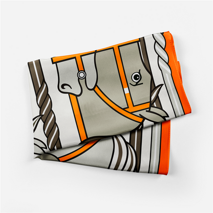 Edda Orange Silk Scarf / 53cm