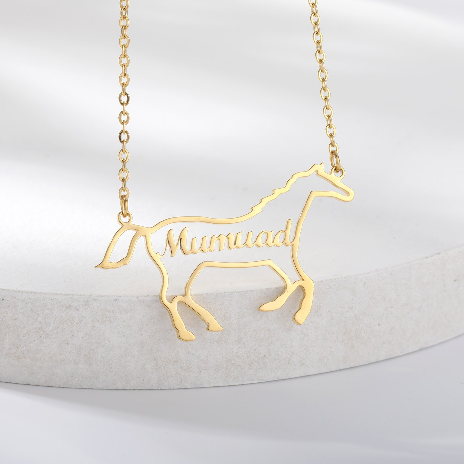 Personalized Horse Name Pendant Necklace (Silver, Gold, Rose Gold) - Dogs and Horses