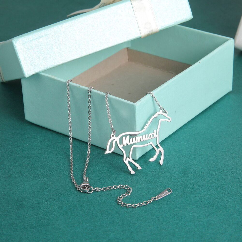 Personalized Horse Name Pendant Necklace (Silver, Gold, Rose Gold) - Dogs and Horses