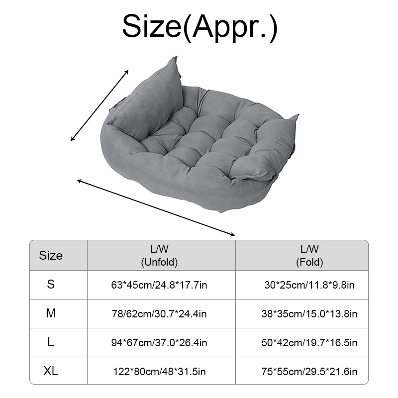 Adjustable 3-in-1 Pet Bed (Nest, Sofa or Mat)