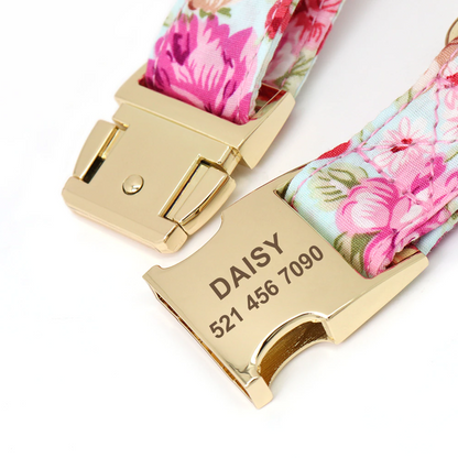 Floresta Pink Collar with Custom Engraving - Dogs and Horses
