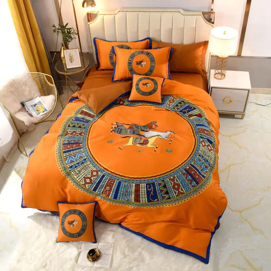 4-Piece Sateen Bedding Set (Jules / Orange)
