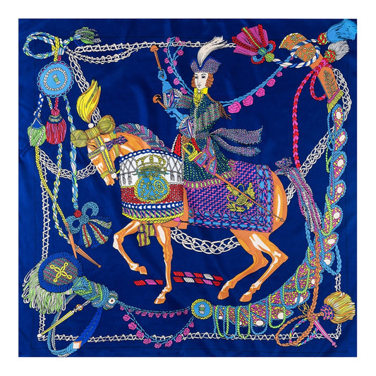 Serenella Navy Silk Scarf / 90cm