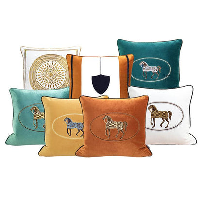 Greta Embroidered Velvet Pillow Cover Orange