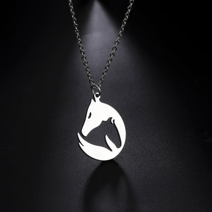 Stainless Steel Horses Pendant Necklace - Dogs and Horses