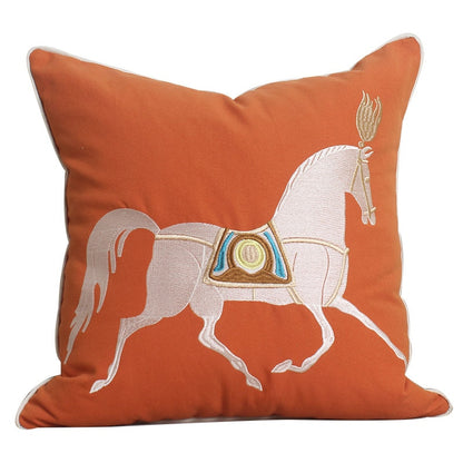 Aria Embroidered Velvet Pillow Cover Orange 18" x 18"