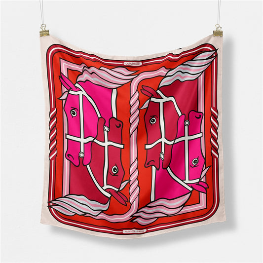 Edda Red Silk Scarf / 53cm