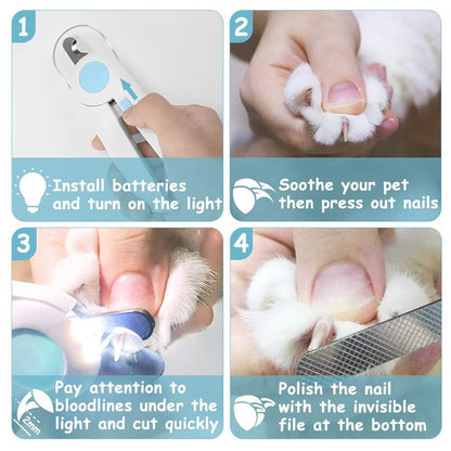 Blue Nail Clippers with LED Light - Dogs and Horses