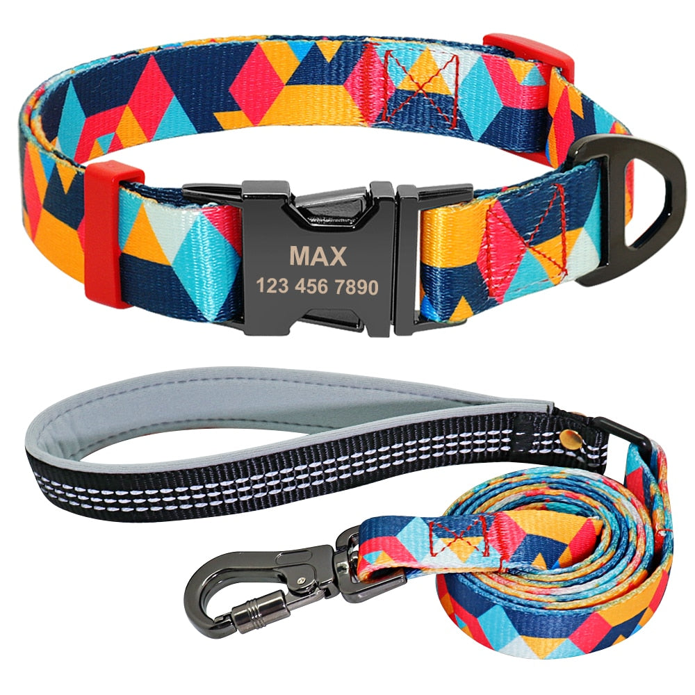 Picasso Orange Personalized Collar & Leash Set - Dogs and Horses