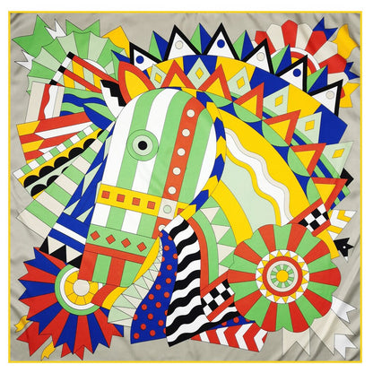 Horse Head Silk Scarf / 90cm