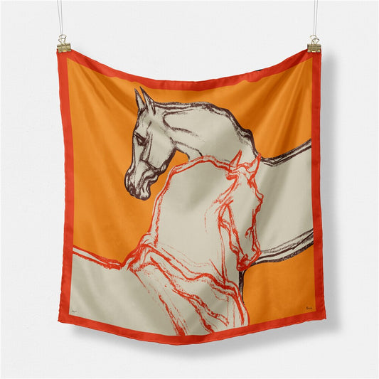 Terina Orange Silk Scarf / 53cm