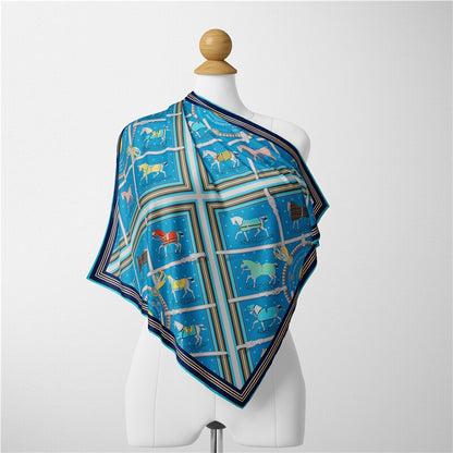 Beronia Blue Silk Scarf / 53cm