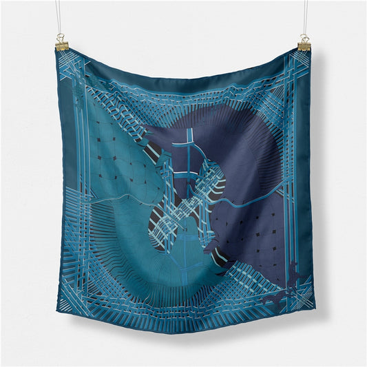 Sarita Navy Silk Scarf / 53cm