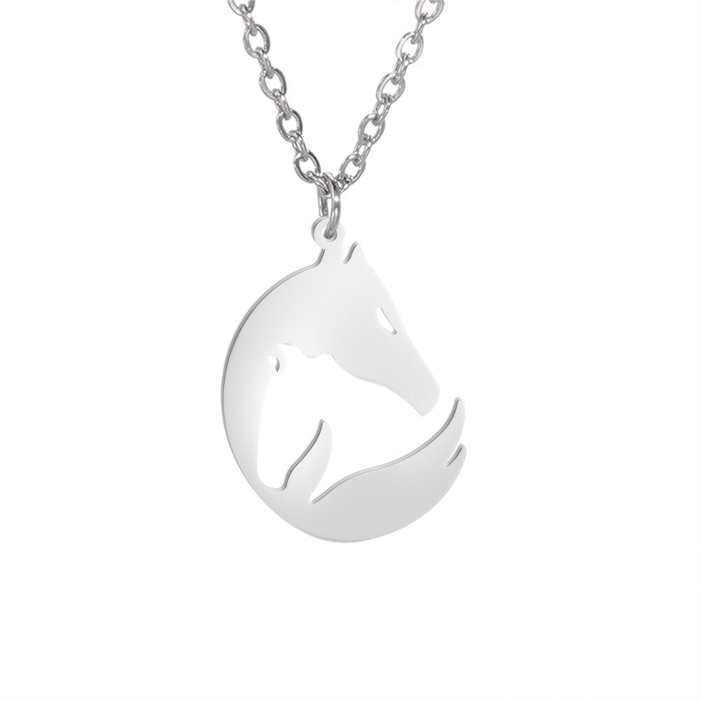 Stainless Steel Horses Pendant Necklace - Dogs and Horses