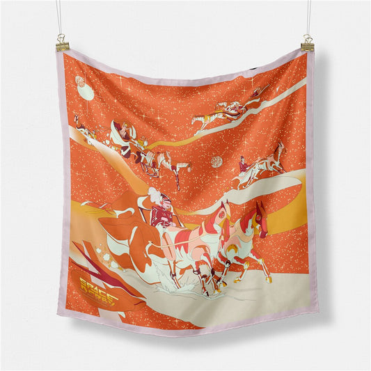 Alma Orange Silk Scarf / 53cm