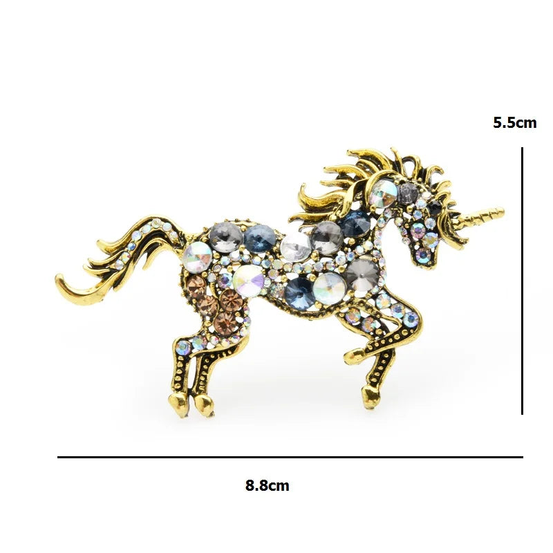 Crystal Unicorn Brooch (Silver)