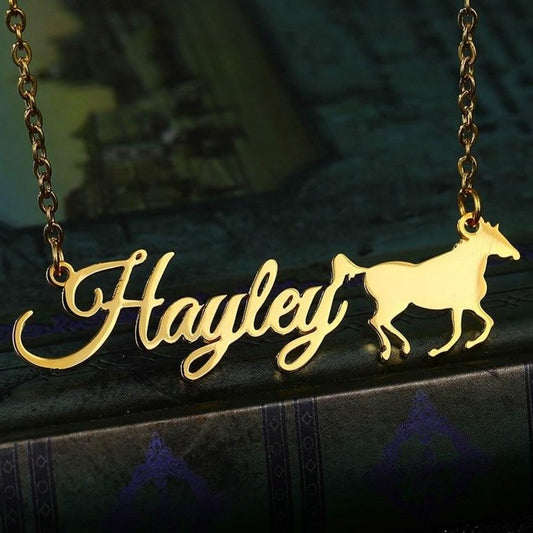 Customized Horse Name Pendant Necklace (Silver, Gold, Rose Gold) - Dogs and Horses