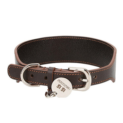 Lucca Dark Brown Leather Collar - Dogs and Horses