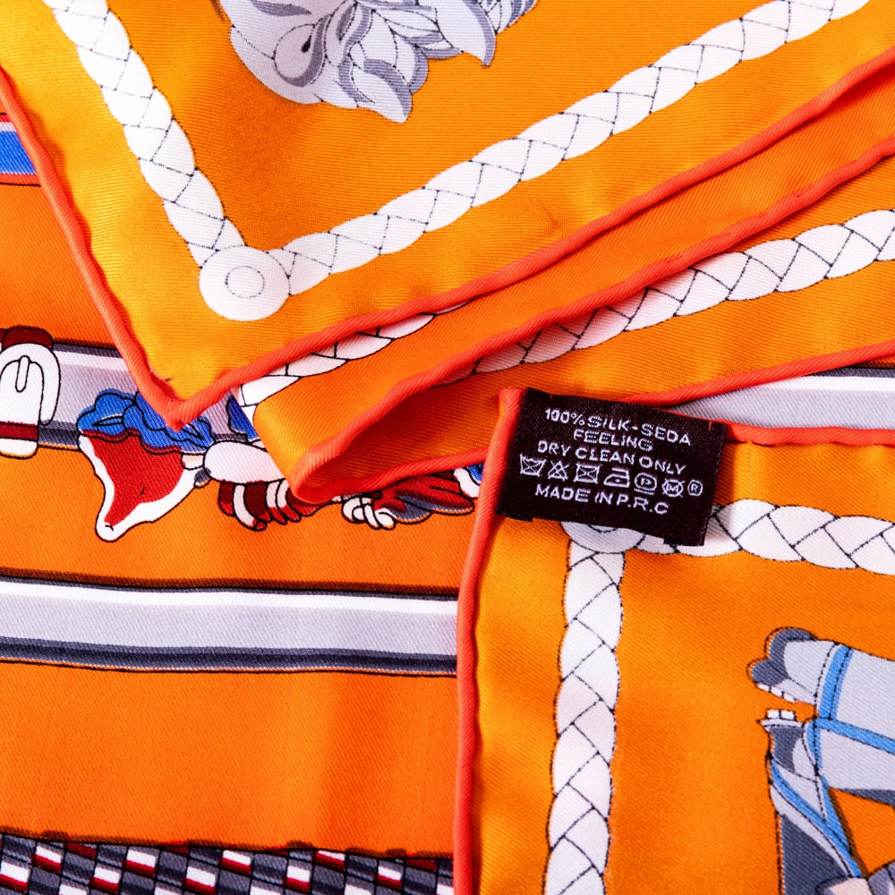 Sienna Orange Silk Scarf / 90cm