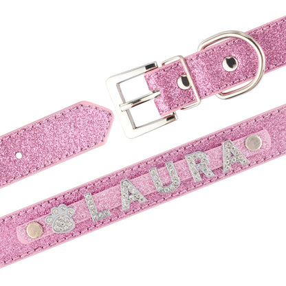 Blue Glittering Personalized Collar - Dogs and Horses
