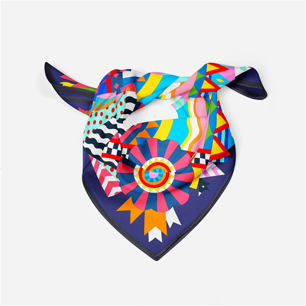 Horse Head Silk Scarf Navy / 53cm