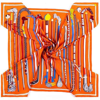 Sienna Orange Silk Scarf / 90cm