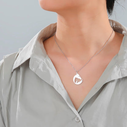 Stainless Steel Horses Pendant Necklace - Dogs and Horses