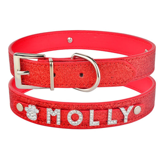 Red Glittering Personalized Collar - Dogs and Horses