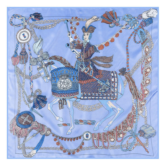 Serenella Blue Silk Scarf / 90cm