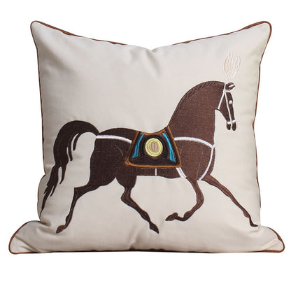 Aria Embroidered Velvet Pillow Cover Brown 18" x 18"