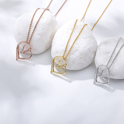 Crystal Heart Horse Necklace (Silver, Gold, Rose Gold) - Dogs and Horses