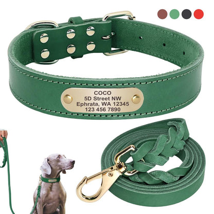 Bergamo Black Leather Collar & Leash Set - Dogs and Horses