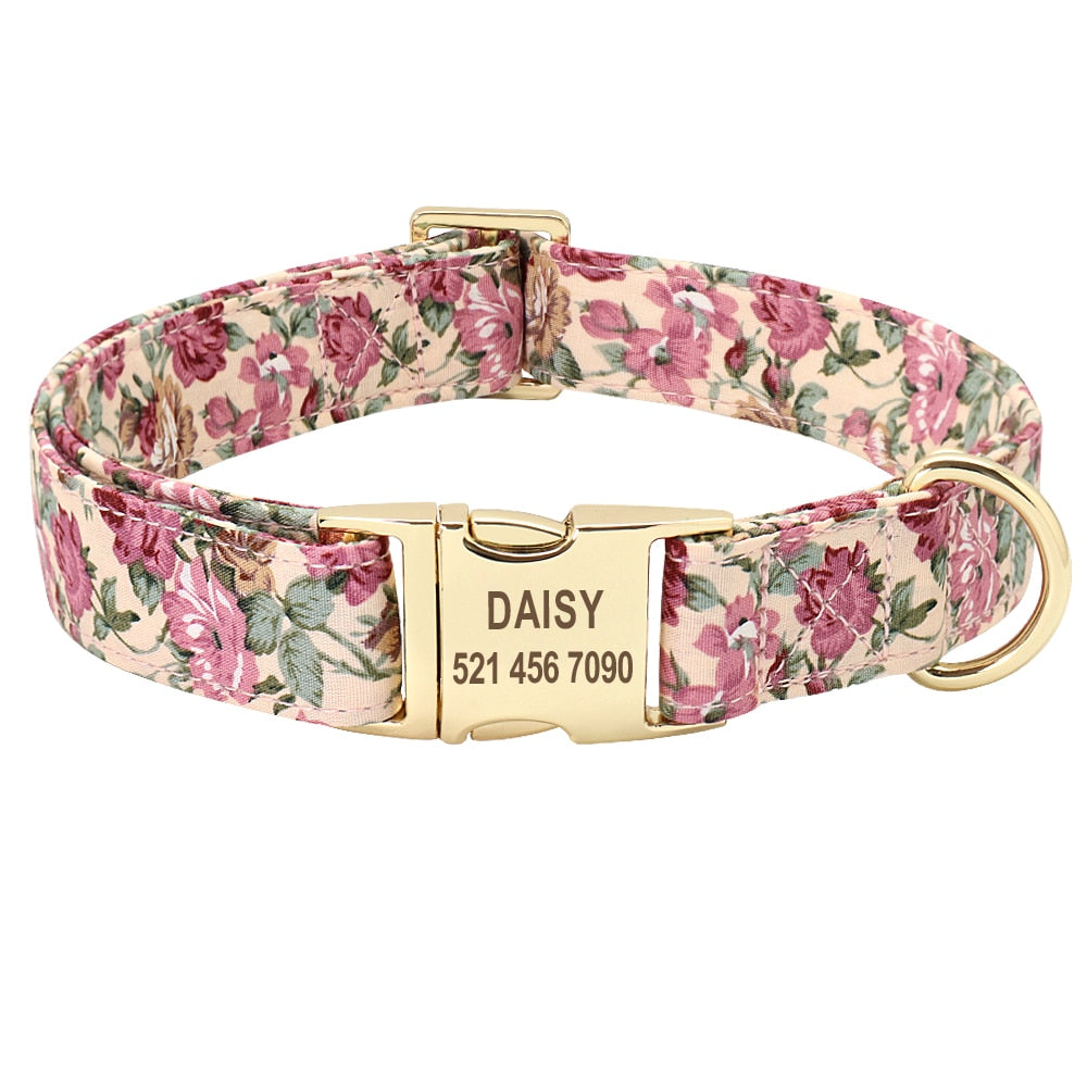 Floresta Beige Collar with Custom Engraving - Dogs and Horses