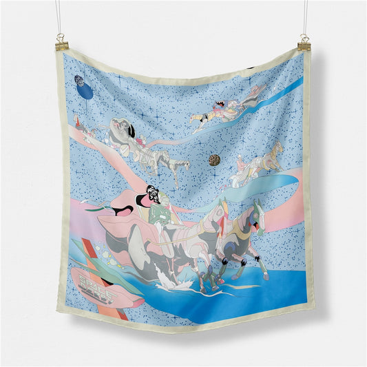 Alma Blue Silk Scarf / 53cm