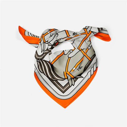 Edda Orange Silk Scarf / 53cm