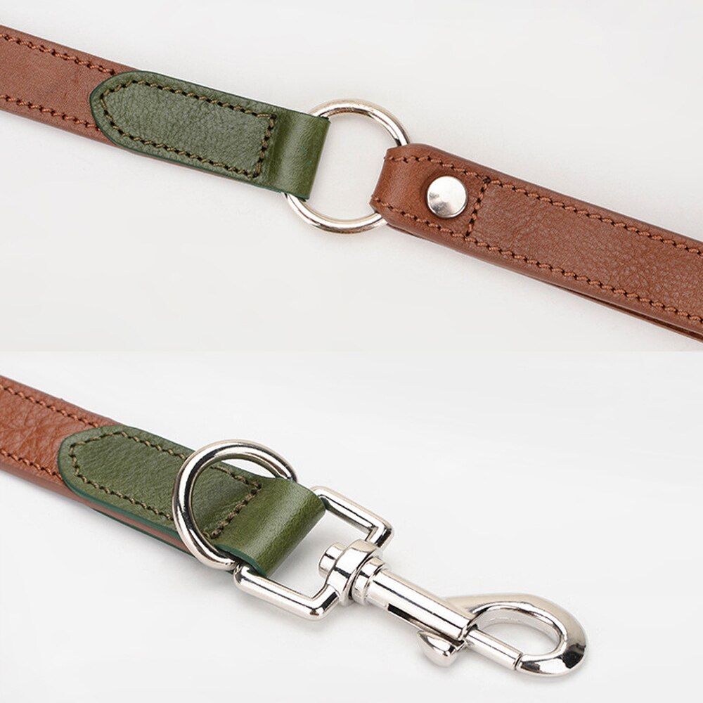 Lucca Brown Leather Collar & Leash Set - Dogs and Horses