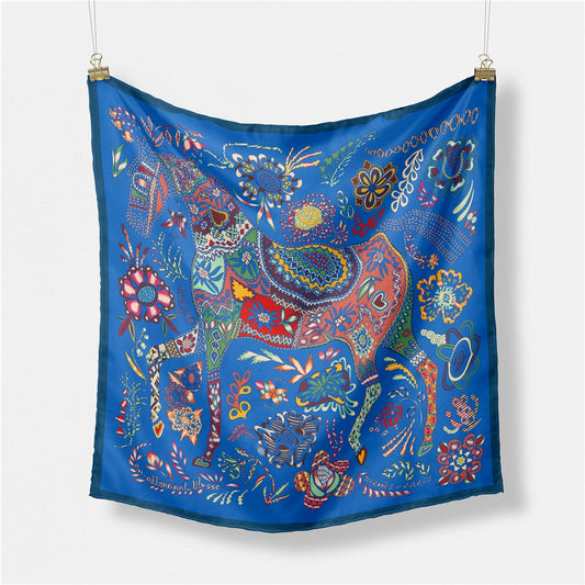 Genoa Blue Silk Scarf Small / 53cm