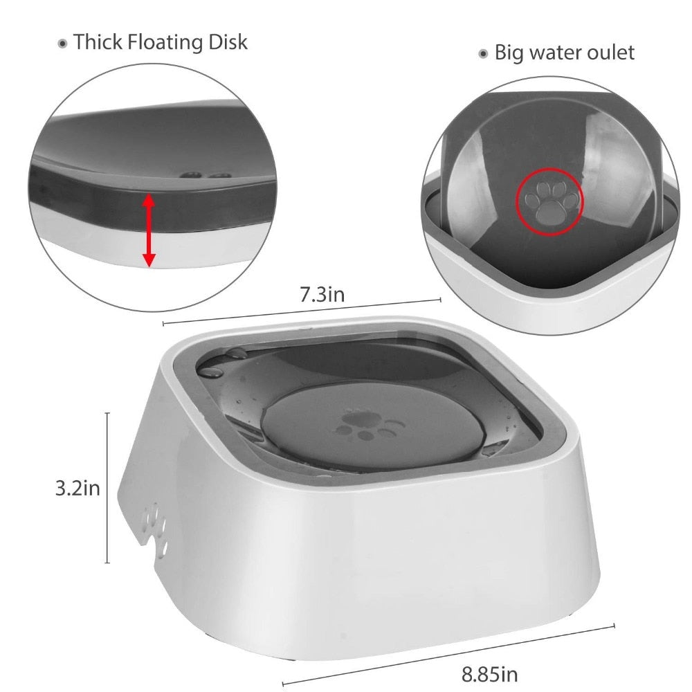 White Splash-Free Floating Water Bowl - Dogs and Horses