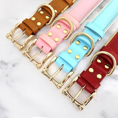 Napoli Red Leather Collar & Custom Engraved Tag - Dogs and Horses