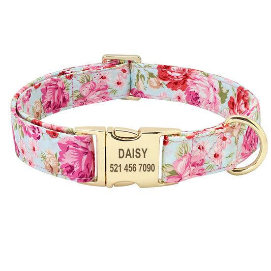 Floresta Pink Collar with Custom Engraving - Dogs and Horses